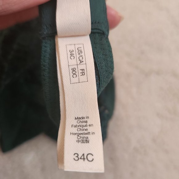 NWOT J Crew Allover Lace Balconette Bra In Academic Green, 34C, Style #K1570 - Picture 5 of 7